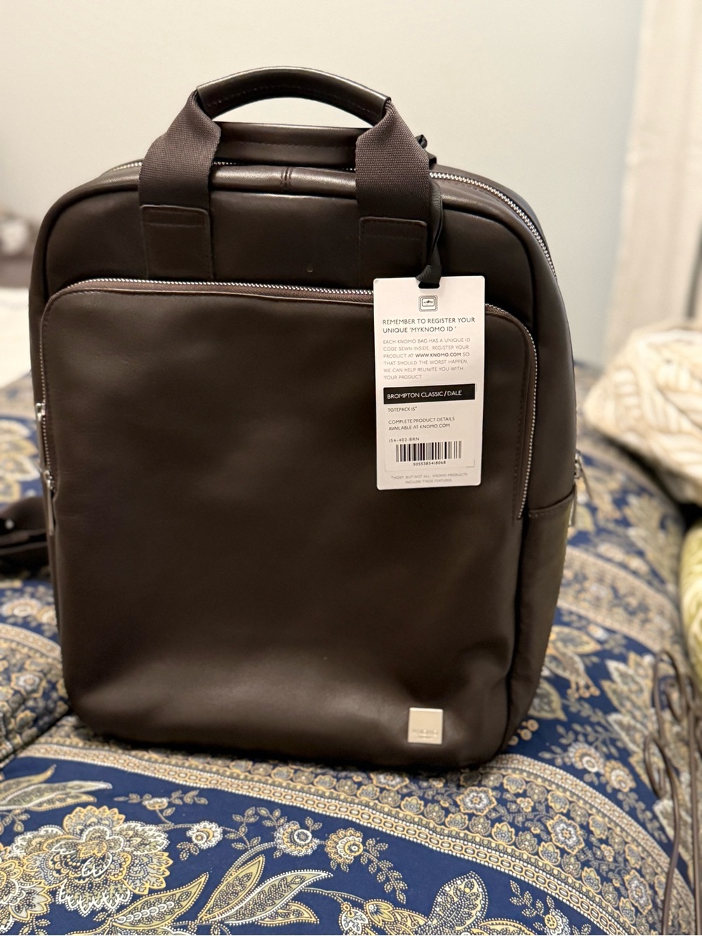 Knomo Dark Brown Leather totepack 15”